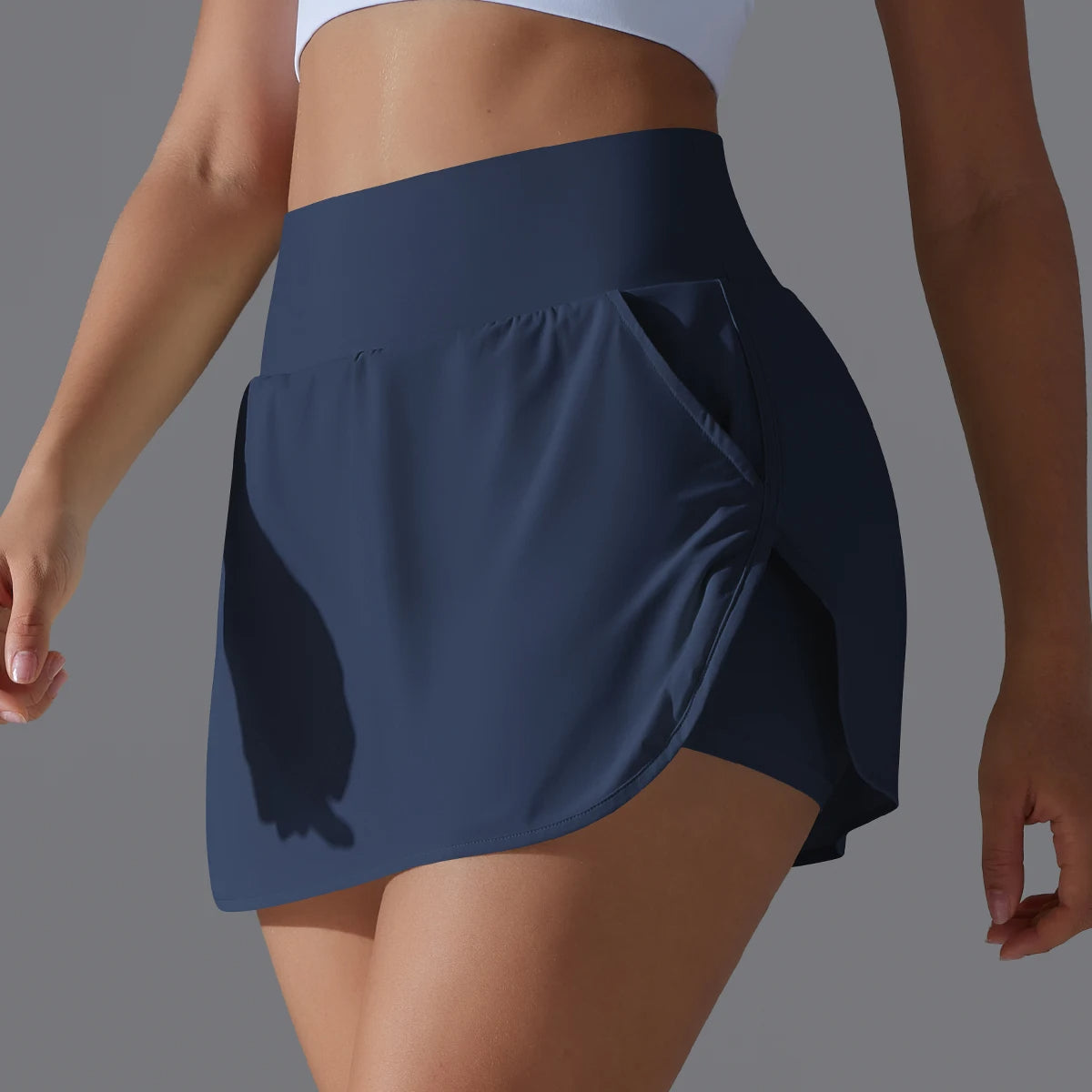 Women's Quick Dry Double Layer Running Shorts with Pocket