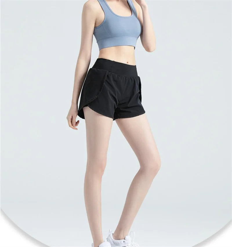 2-in-1 High Waist Yoga Shorts with Pocket