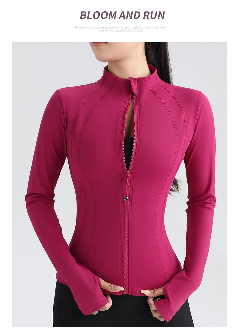 Women's Full Zip Yoga Jacket with Thumbholes