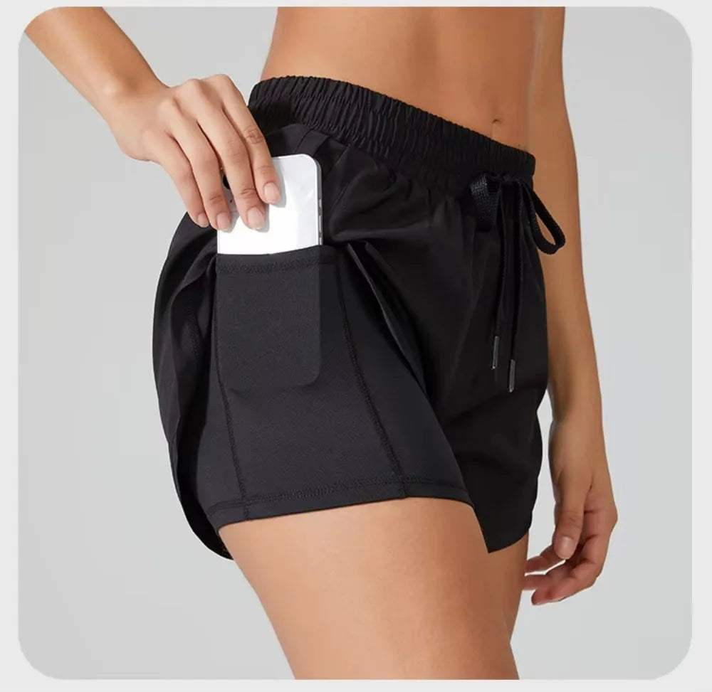 2-in-1 Women's Running Shorts - Yoga & Fitness