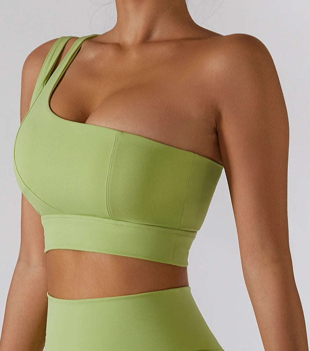 Stylish Women's One Shoulder Sports Bra - High Support