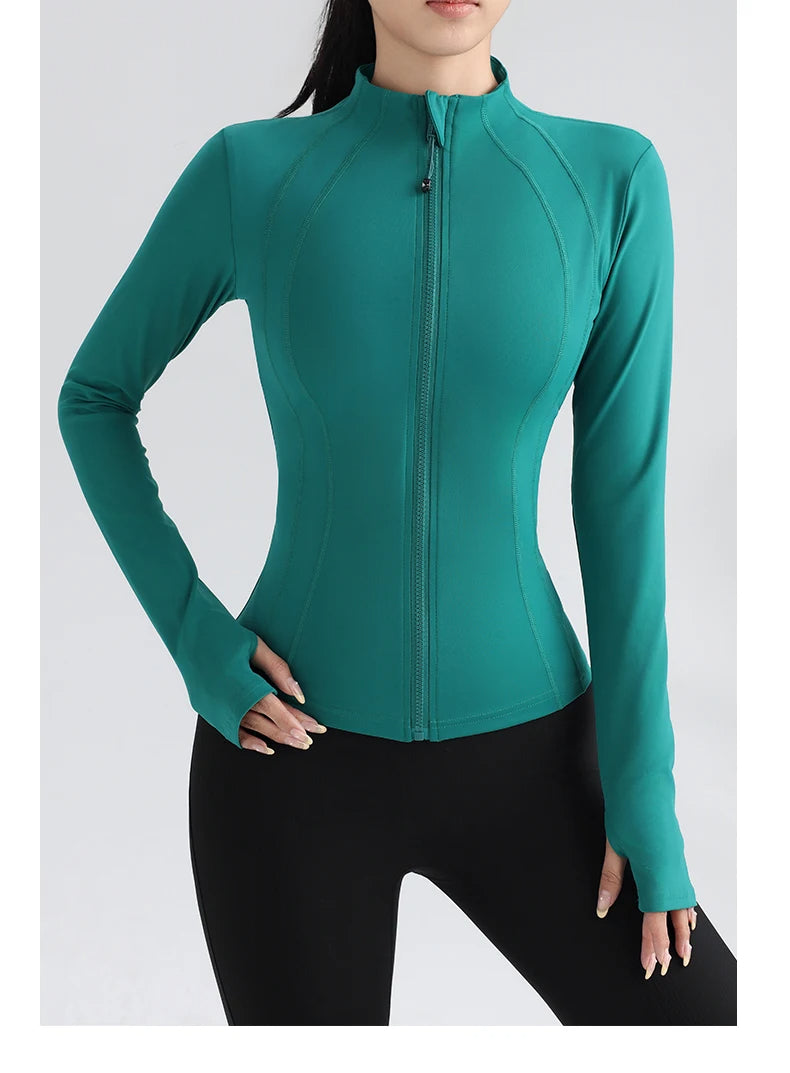 Women's Full Zip Yoga Jacket with Thumbholes