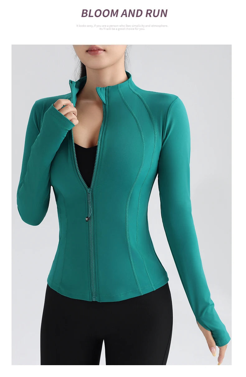 Women's Full Zip Yoga Jacket with Thumbholes