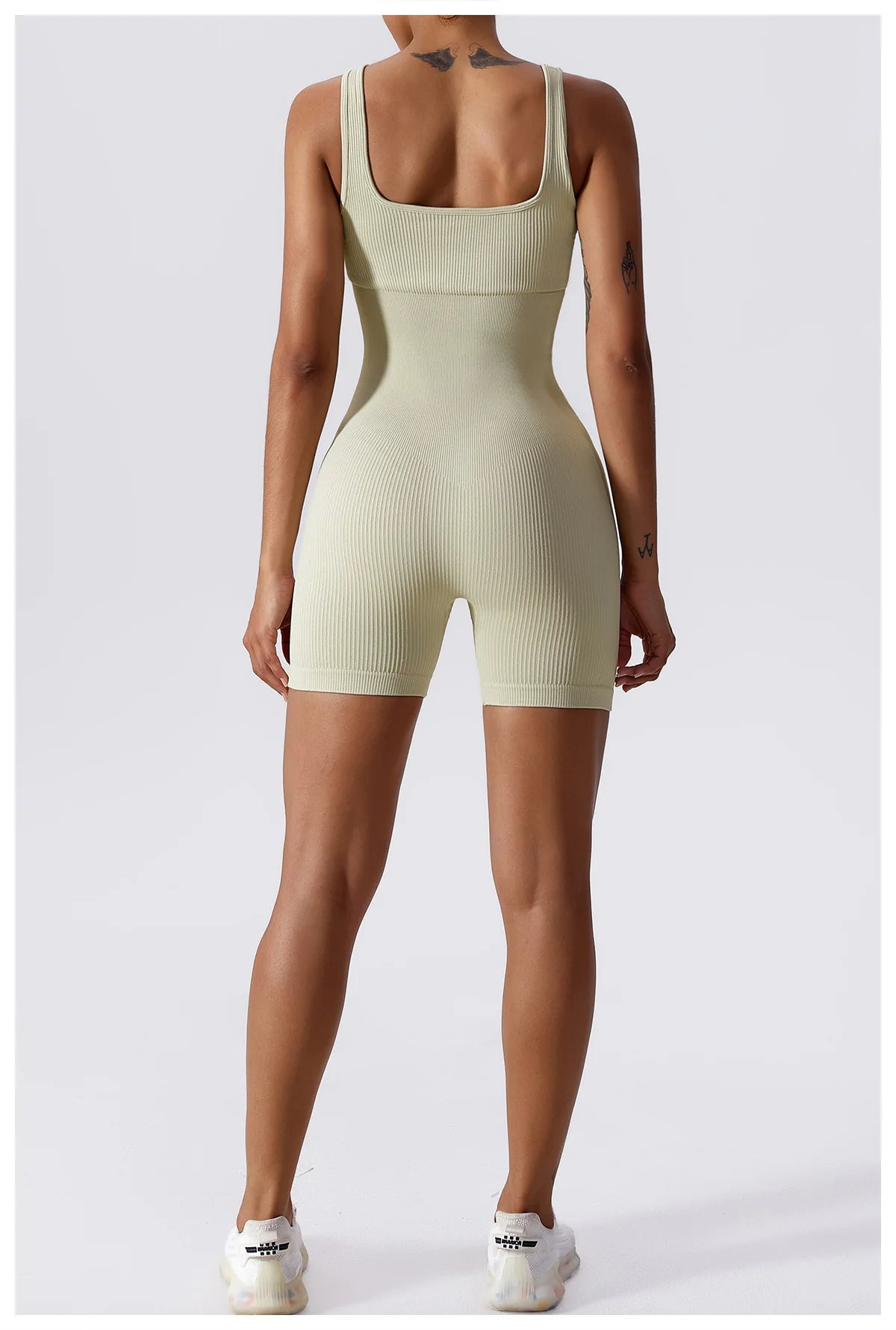 Seamless Ribbed Yoga Romper with Tummy Control