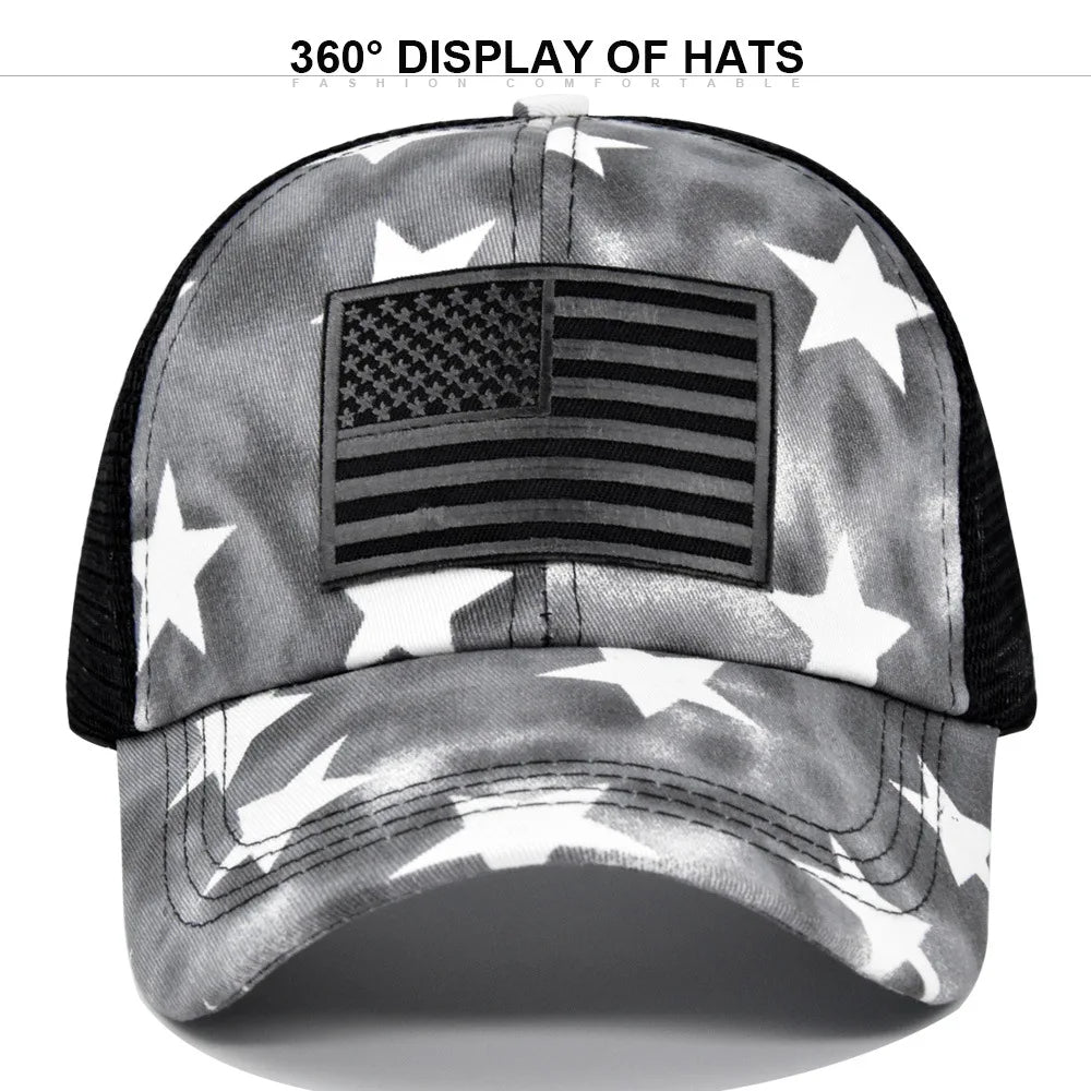 Unisex American Flag Ponytail Baseball Cap