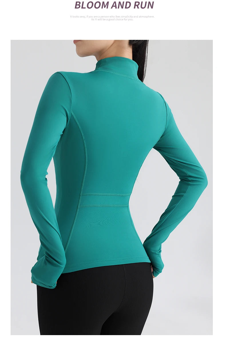 Women's Full Zip Yoga Jacket with Thumbholes