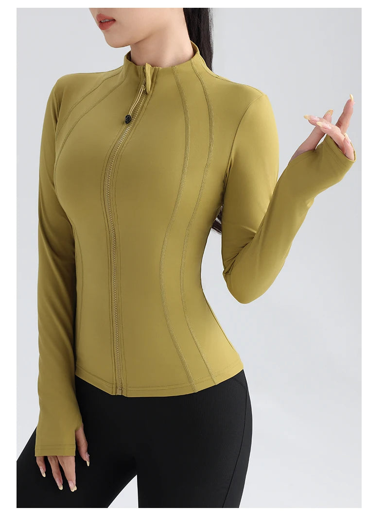 Women's Full Zip Yoga Jacket with Thumbholes