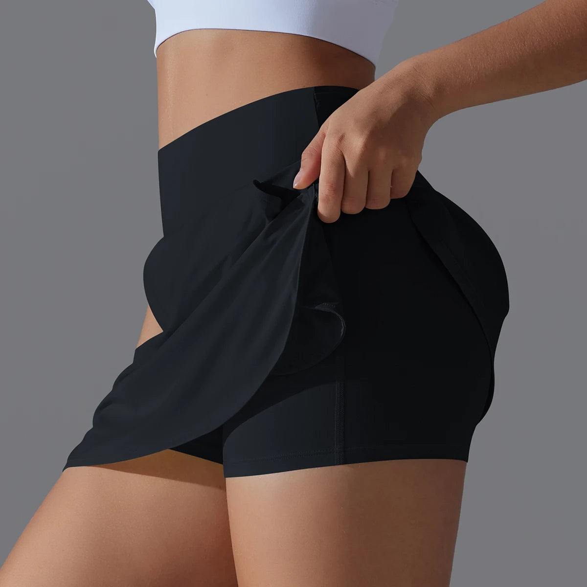 Women's Quick Dry Double Layer Running Shorts with Pocket