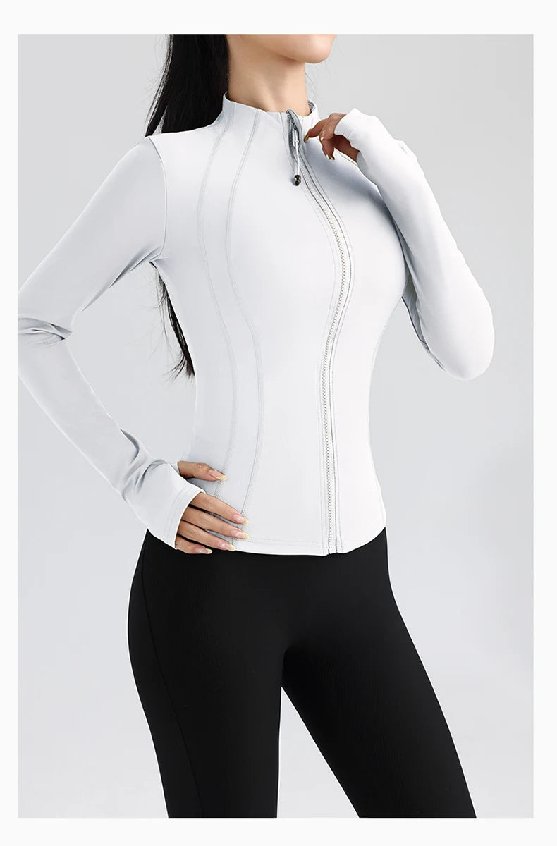 Women's Full Zip Yoga Jacket with Thumbholes