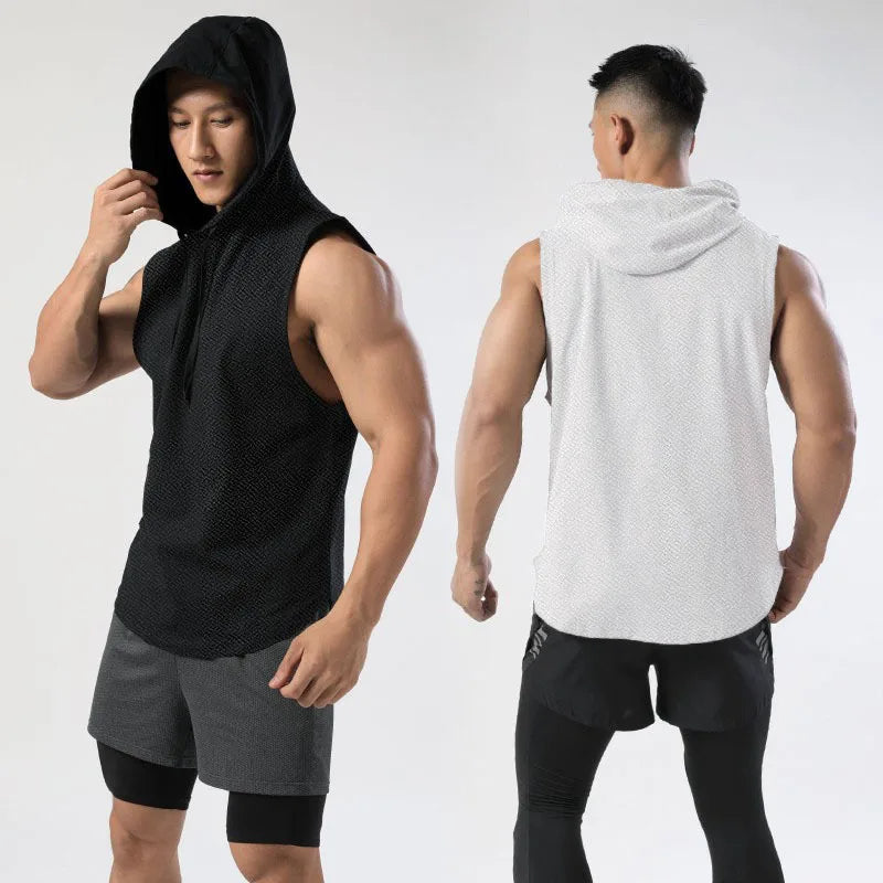 Ice Silk Muscle Hoodie Vest - Summer Gym Essential