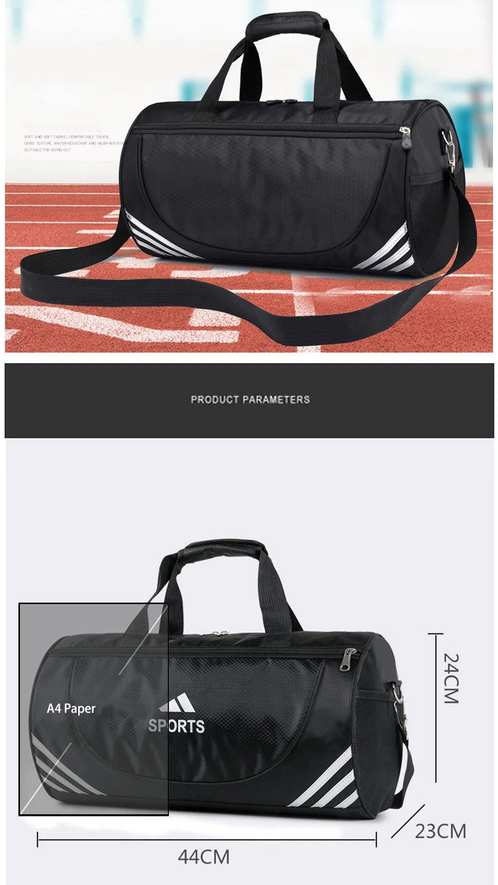 Versatile Waterproof Nylon Gym Bag for Fitness & Travel