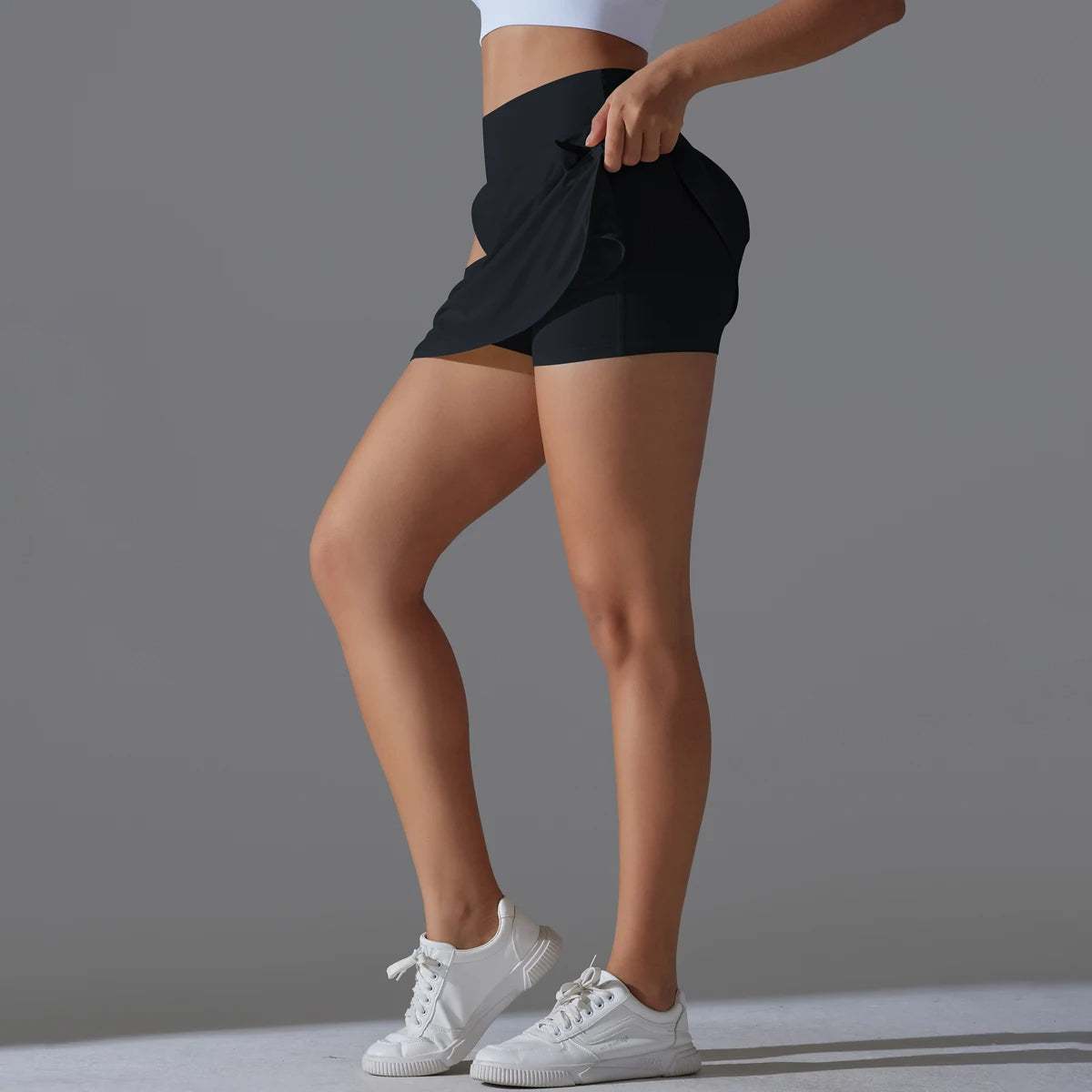 Women's Quick Dry Double Layer Running Shorts with Pocket