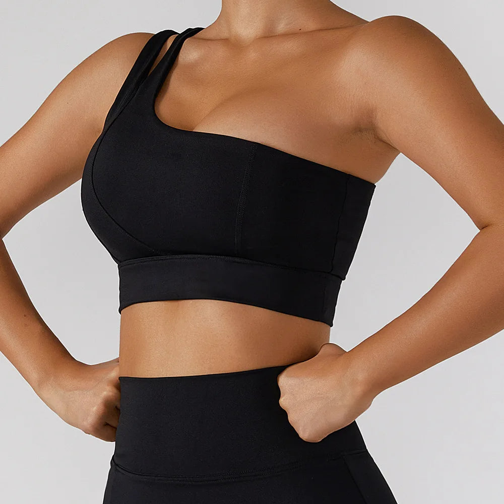 Stylish Women's One Shoulder Sports Bra - High Support