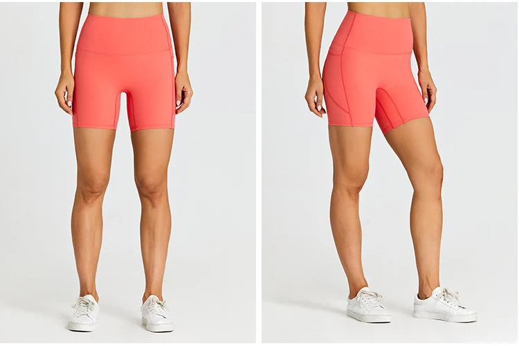 High Waist Yoga Shorts with Tummy Control & Pockets