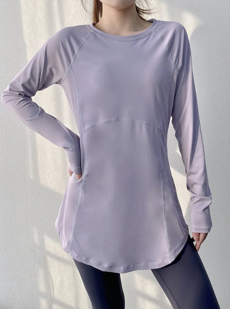 Women's Long Sleeve Yoga Top - Breathable & Quick Dry