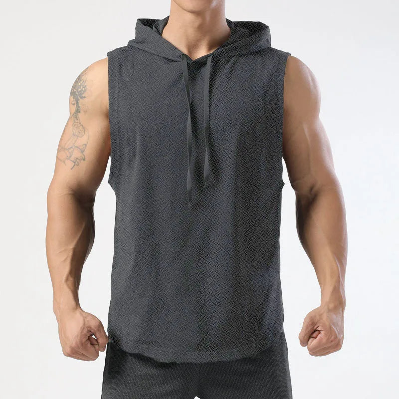 Ice Silk Muscle Hoodie Vest - Summer Gym Essential