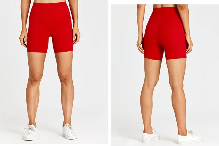 High Waist Yoga Shorts with Tummy Control & Pockets