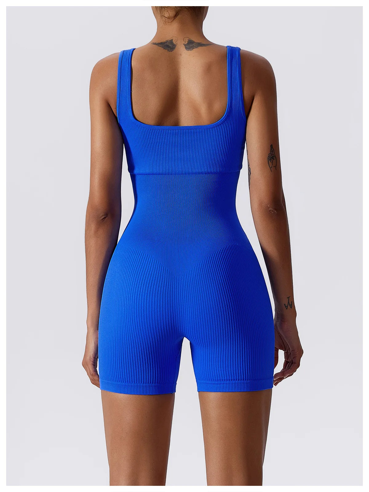 Seamless Ribbed Yoga Romper with Tummy Control