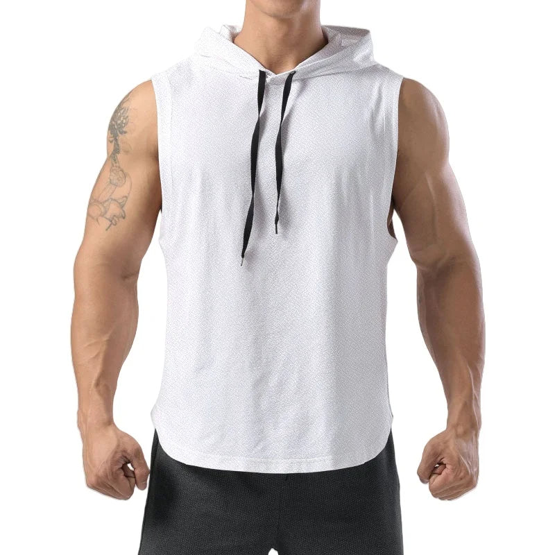 Ice Silk Muscle Hoodie Vest - Summer Gym Essential