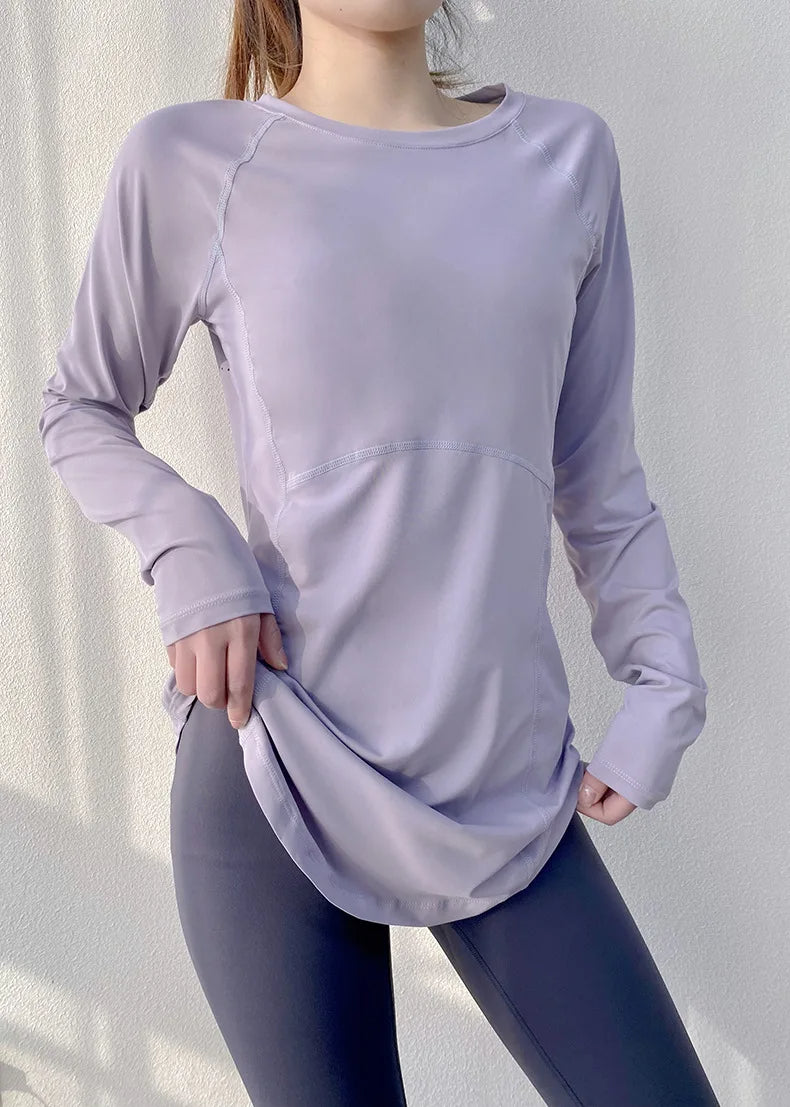 Women's Long Sleeve Yoga Top - Breathable & Quick Dry