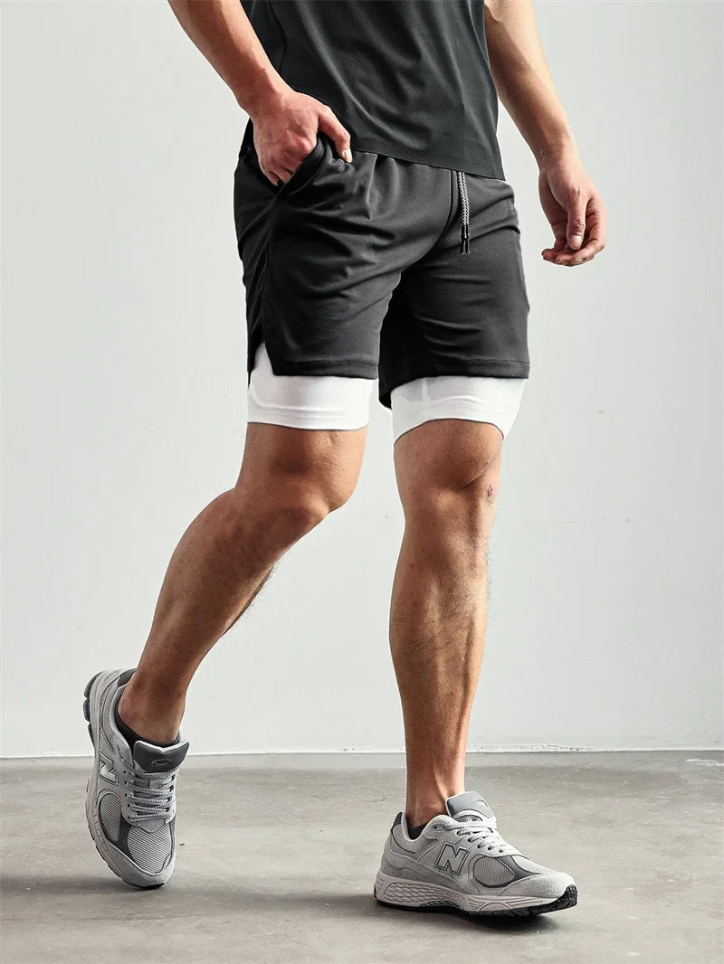 Men's 2-in-1 Running Shorts with Phone Pocket & Towel Loop