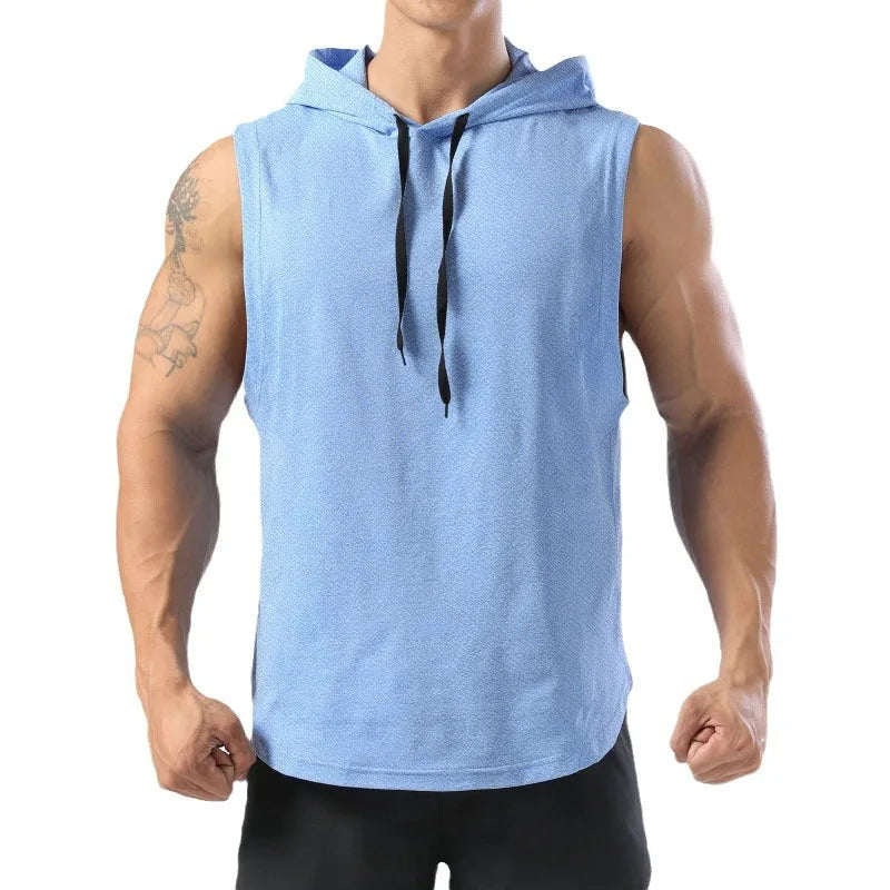 Ice Silk Muscle Hoodie Vest - Summer Gym Essential