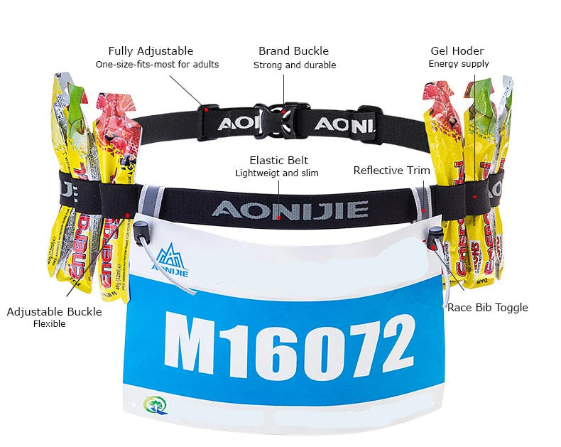 Unisex Running Belt with Bib Holder & Gel Loops