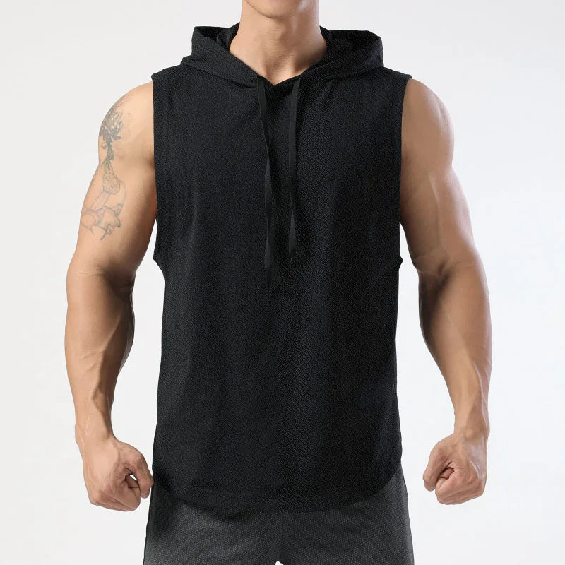 Ice Silk Muscle Hoodie Vest - Summer Gym Essential