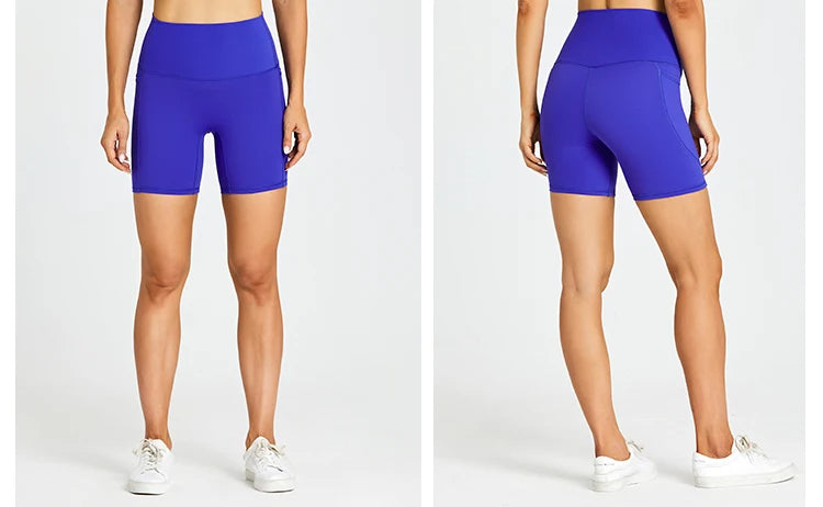 High Waist Yoga Shorts with Tummy Control & Pockets