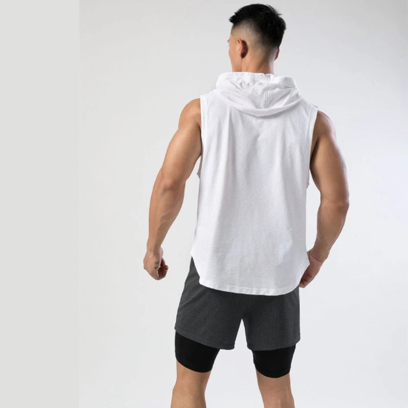 Ice Silk Muscle Hoodie Vest - Summer Gym Essential