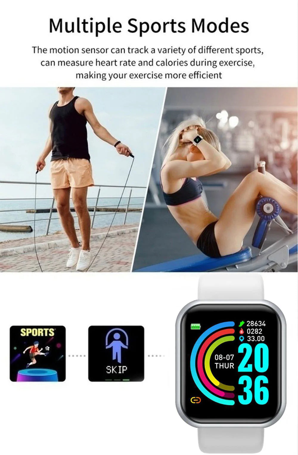 Smart Fitness Tracker Watch with Heart Rate Monitor