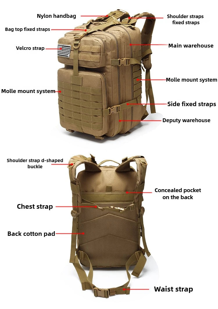 50L Tactical Backpack - Waterproof Outdoor Adventure