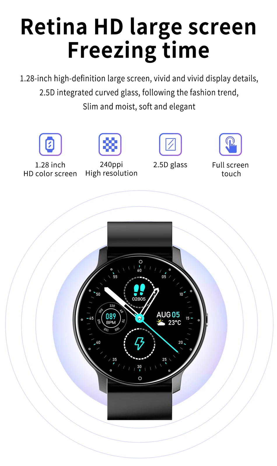 LIGE Smart Watch - Full Touch Fitness Tracker