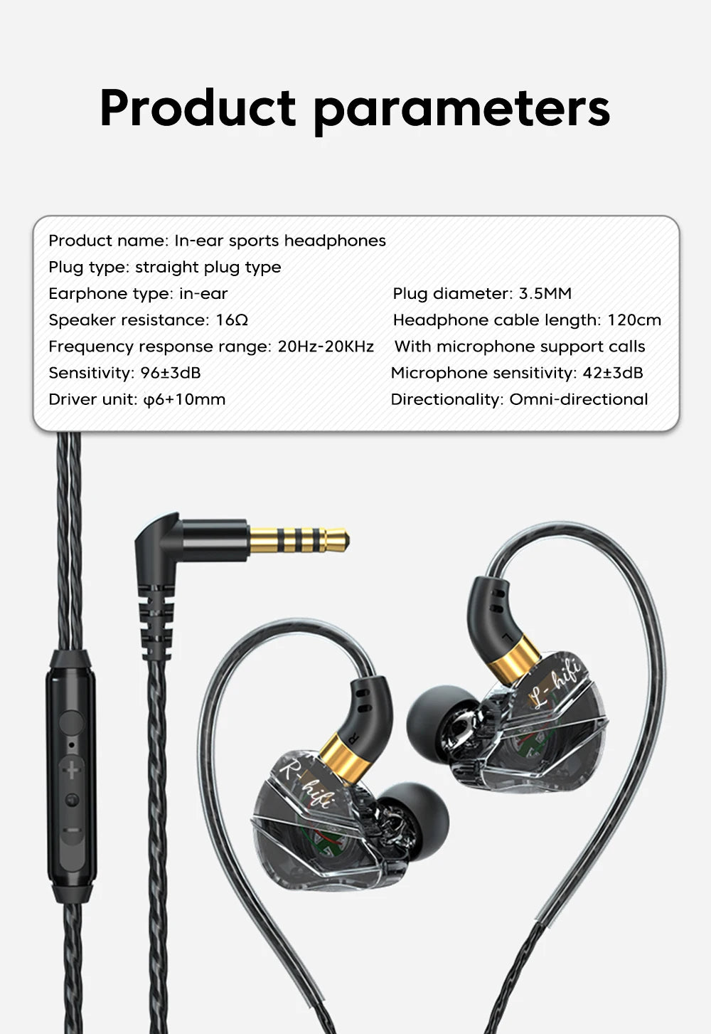 HIFI Bass Wired Earbuds with 3.5mm & Type-C Plug