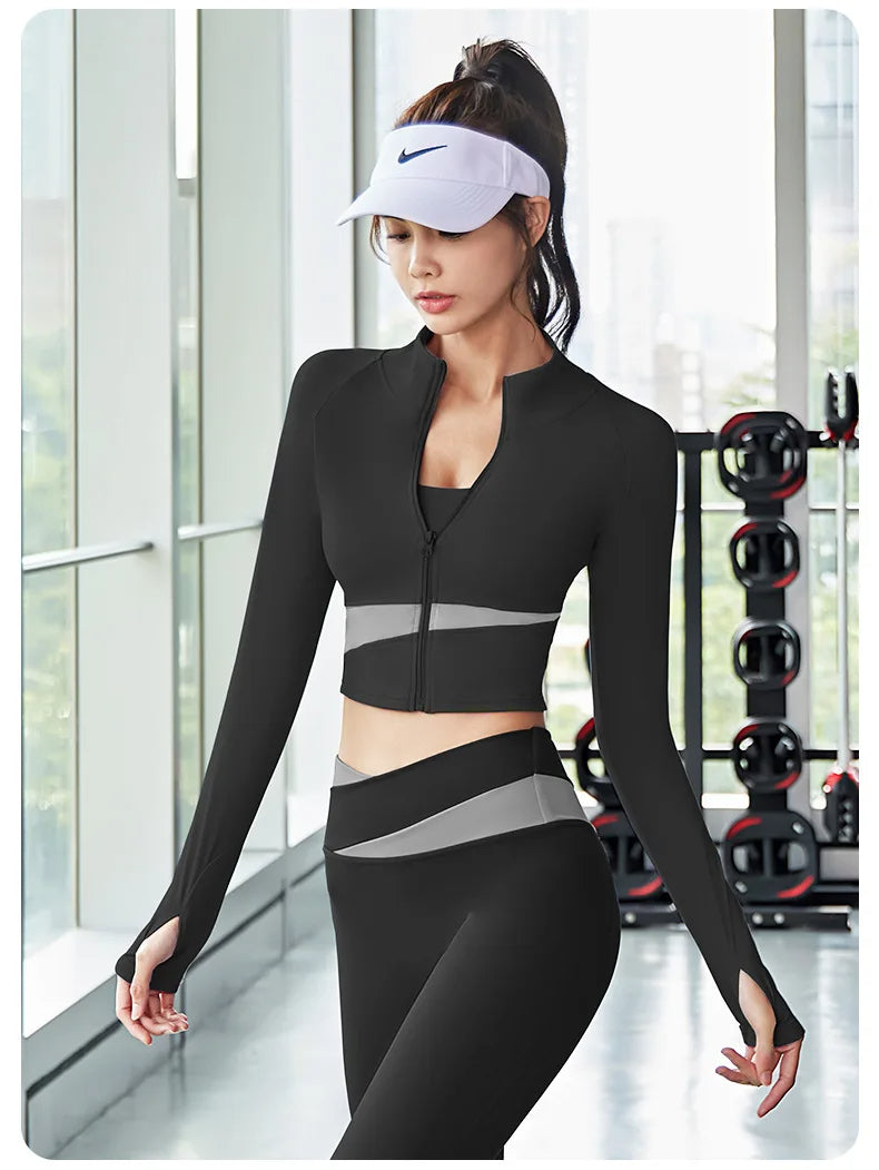 Women's Yoga Patchwork 3-Piece Fitness Set