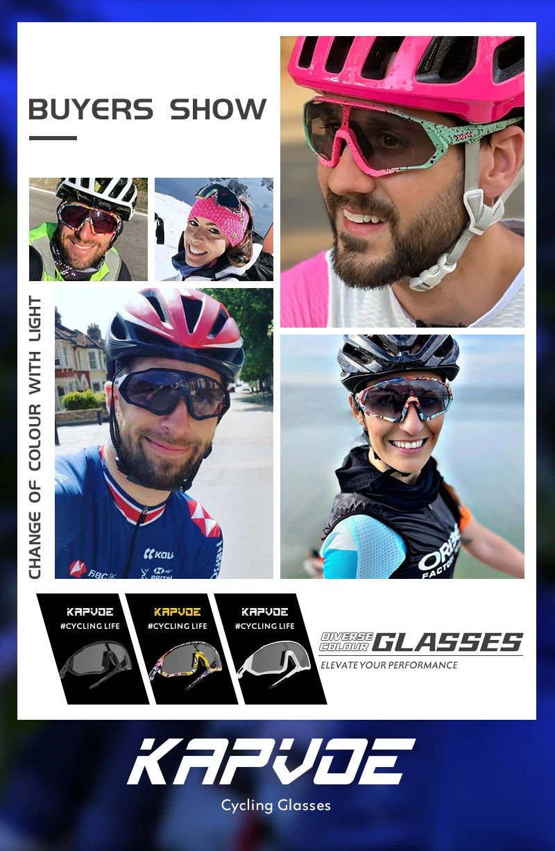 Kapvoe Photochromic Running Sunglasses - Unisex Sports Eyewear