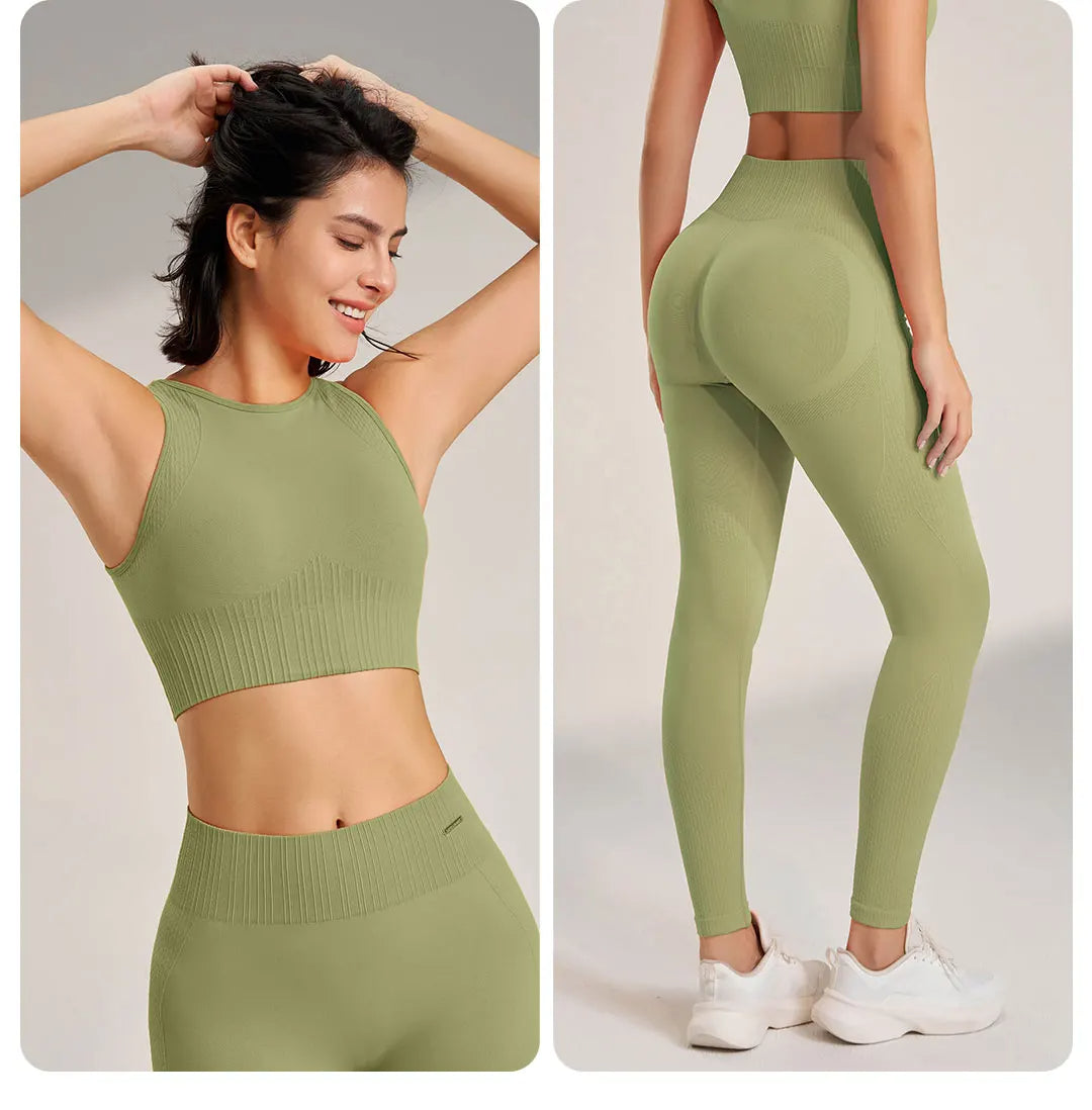 Women's Seamless Yoga Set - High Waisted Leggings & Top