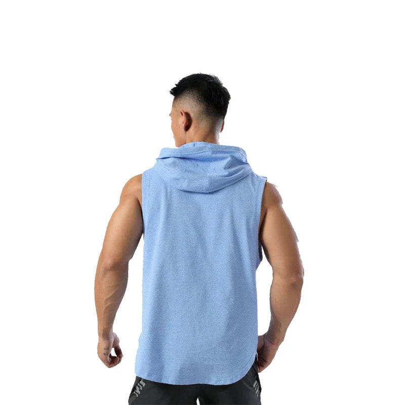 Ice Silk Muscle Hoodie Vest - Summer Gym Essential