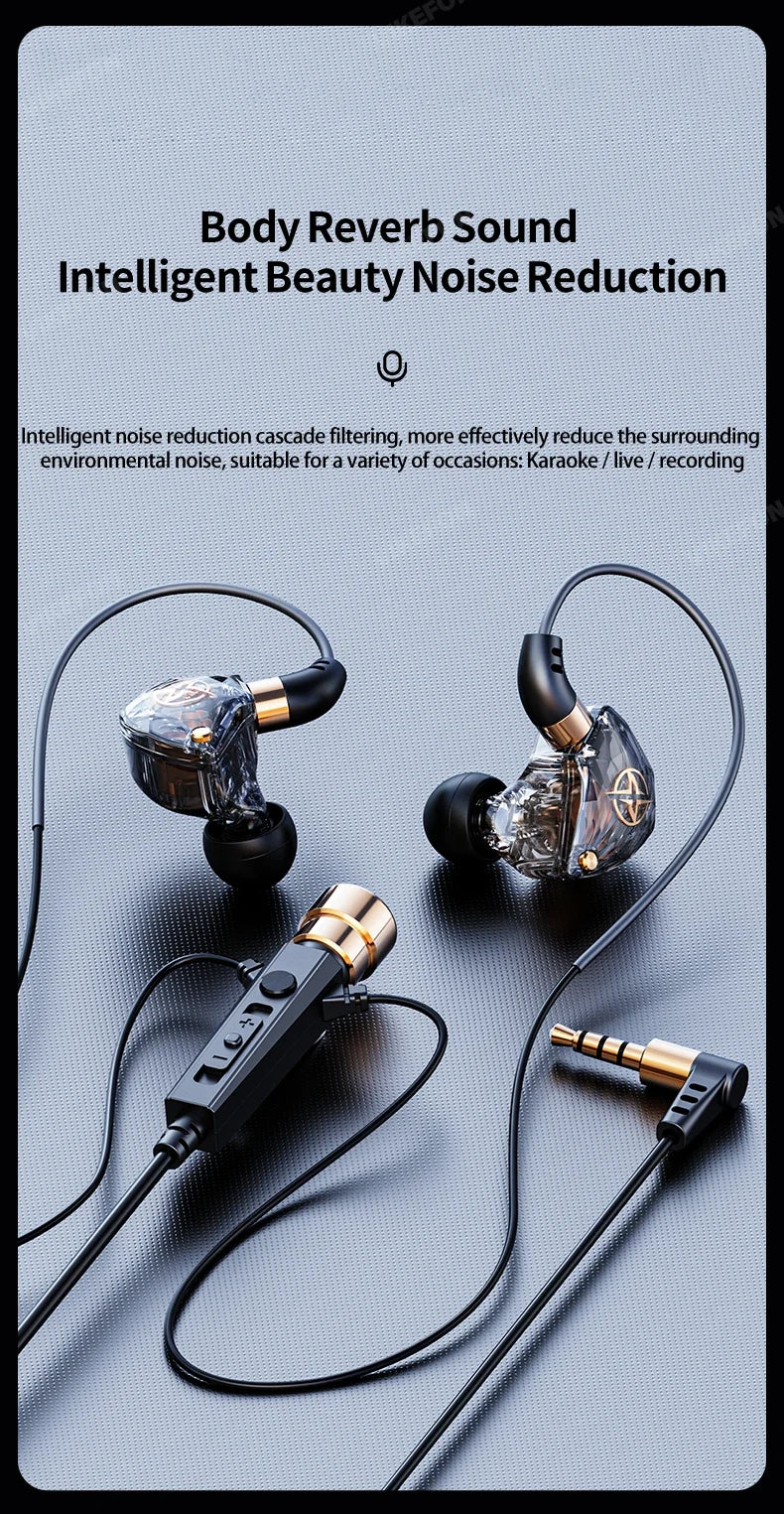 HiFi Noise-Cancelling Wired Earbuds with Microphone