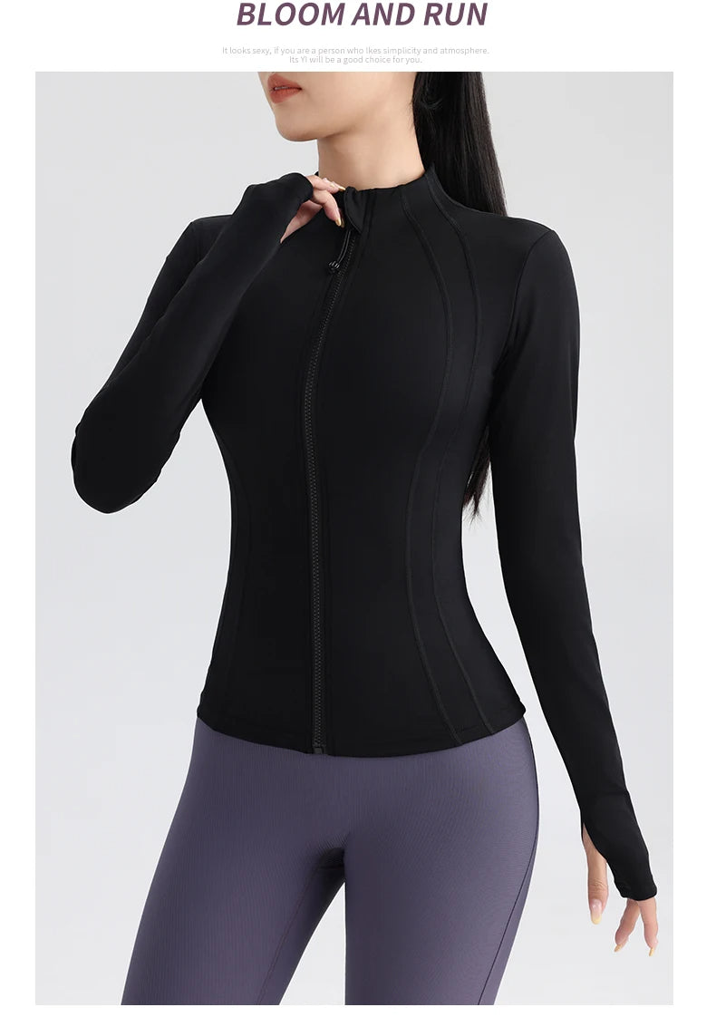 Women's Full Zip Yoga Jacket with Thumbholes