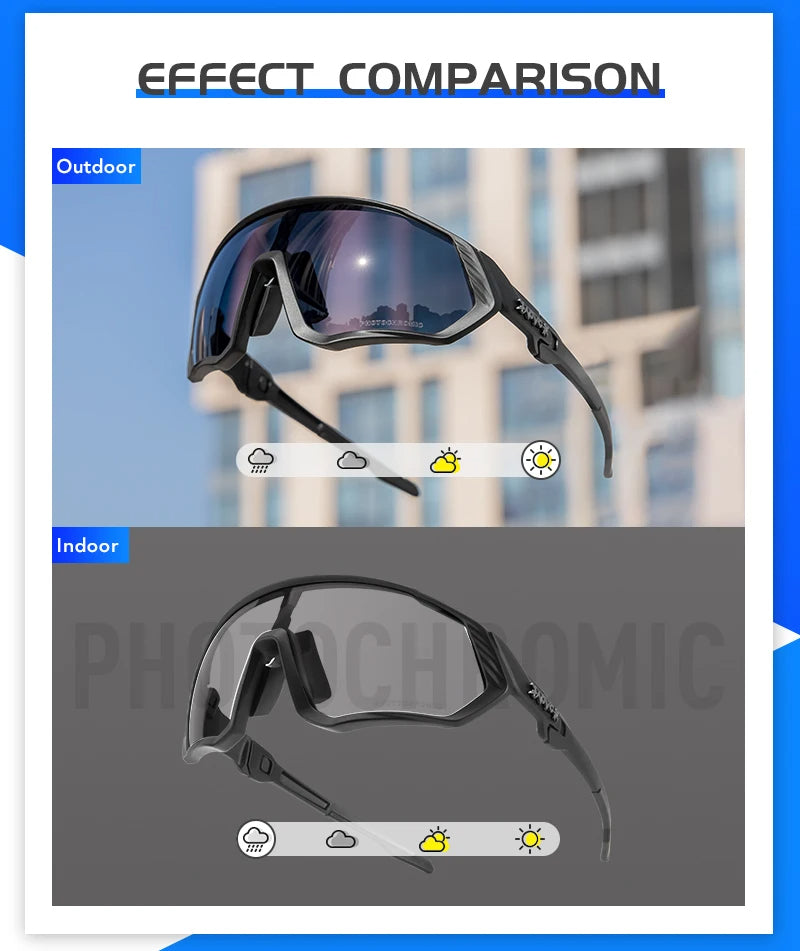 Kapvoe Photochromic Running Sunglasses - Unisex Sports Eyewear