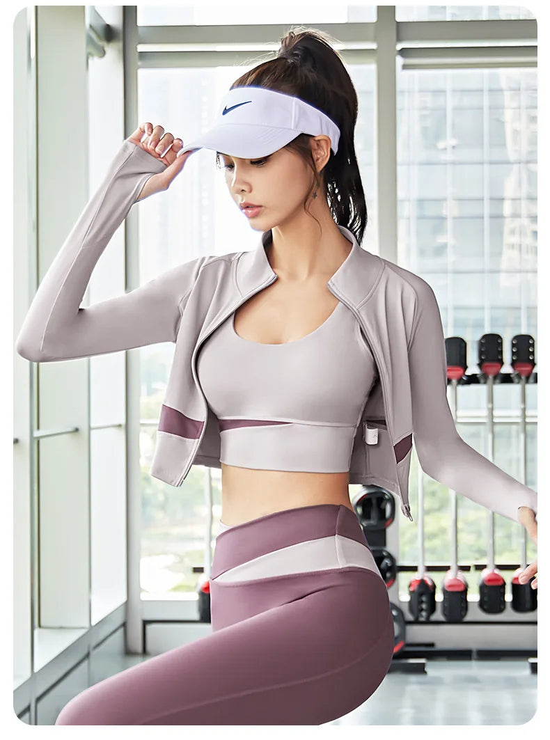 Women's Yoga Patchwork 3-Piece Fitness Set