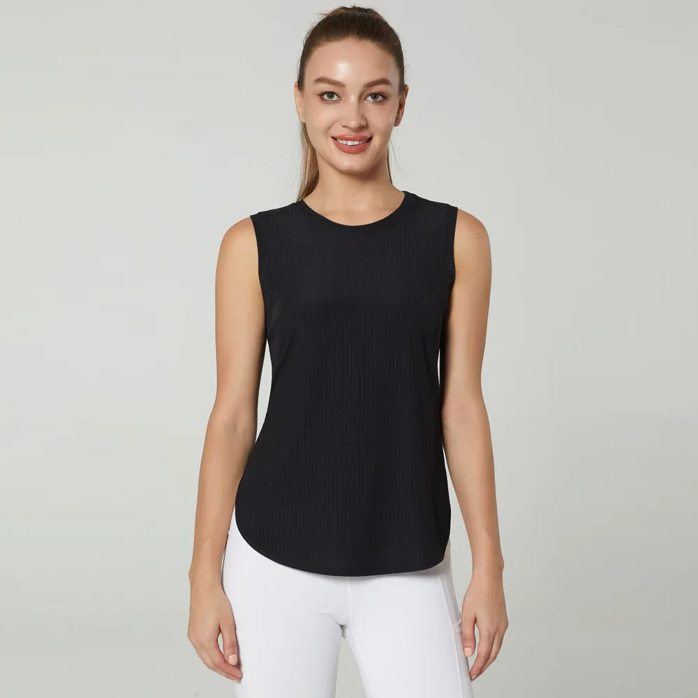 Women's Quick Dry Yoga Shirt - Sleeveless Gym Top