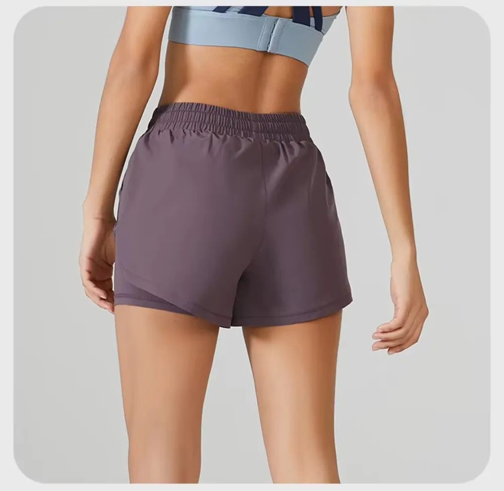 2-in-1 Women's Running Shorts - Yoga & Fitness