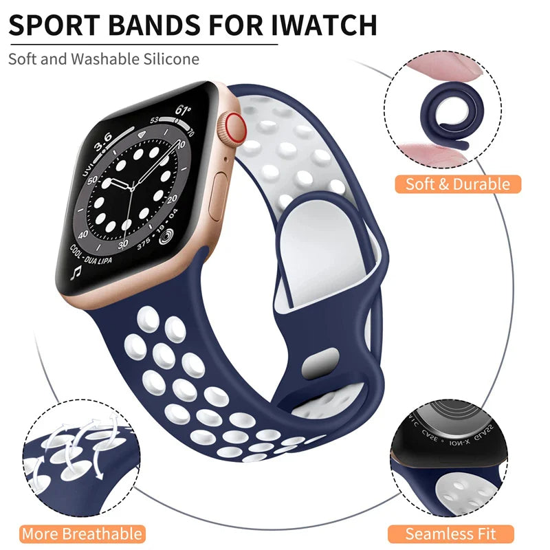 Breathable Silicone Sport Strap for Apple Watch