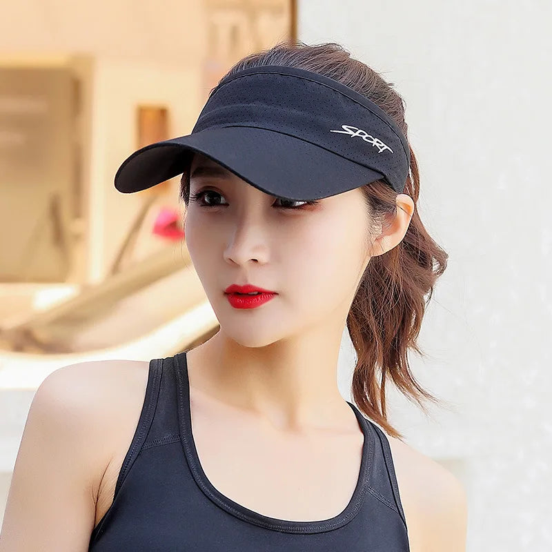 Summer Women Breathable Air Sun Hats Quick-dry Visor UV Protection Top Empty Solid Men Sports Tennis Golf Running Sunscreen Cap