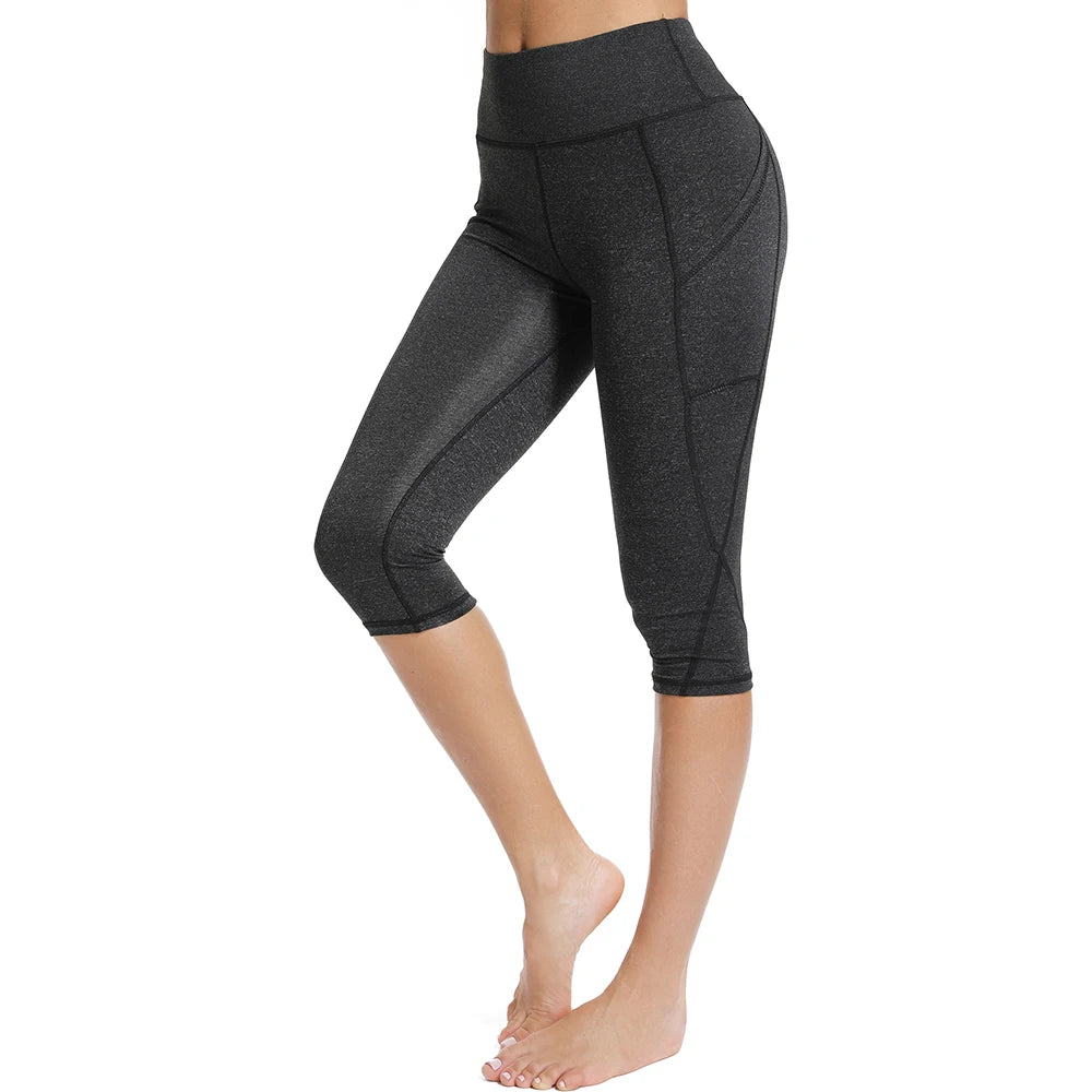 Women's Sports Pants 3/4 Gym Sport Woman Tights Casual Cropped Female Leggings For Fitness Women Yoga Pants with Side Pockets