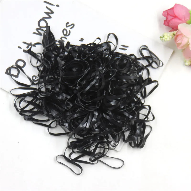 About 100PCS/1000PCS Gummies Elastic Silicone Hair Bands For Girl Hair Gums Woman Scrunchy Kids Rubber Hair Accessories Headband