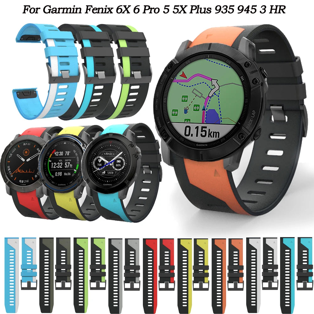 22/26mm Original Smartwatch Band Strap For Garmin Fenix 5 5X Plus 6 6X Pro 935 945 3HR Bracelet Silicone Quick Release Wristband