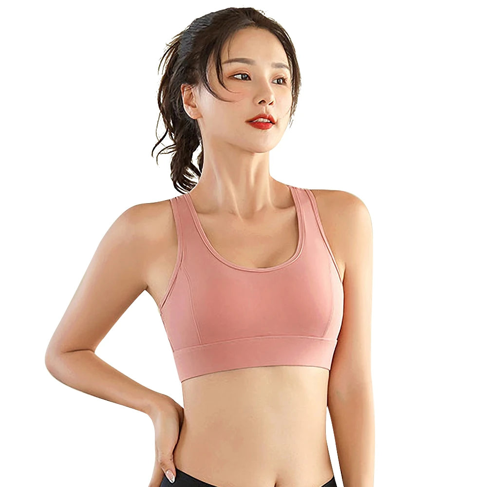 Fitness Bra Top Woman Push Up Wirefree Adjustable Buckle Mesh Nylon Yoga Workout Jogging Sport Underwear Gym Bra Plus Size XXL